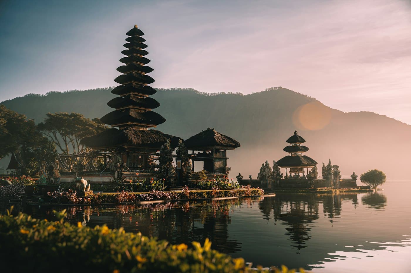 Pura Ulun Danu Bratan temple on a lake in Bali
