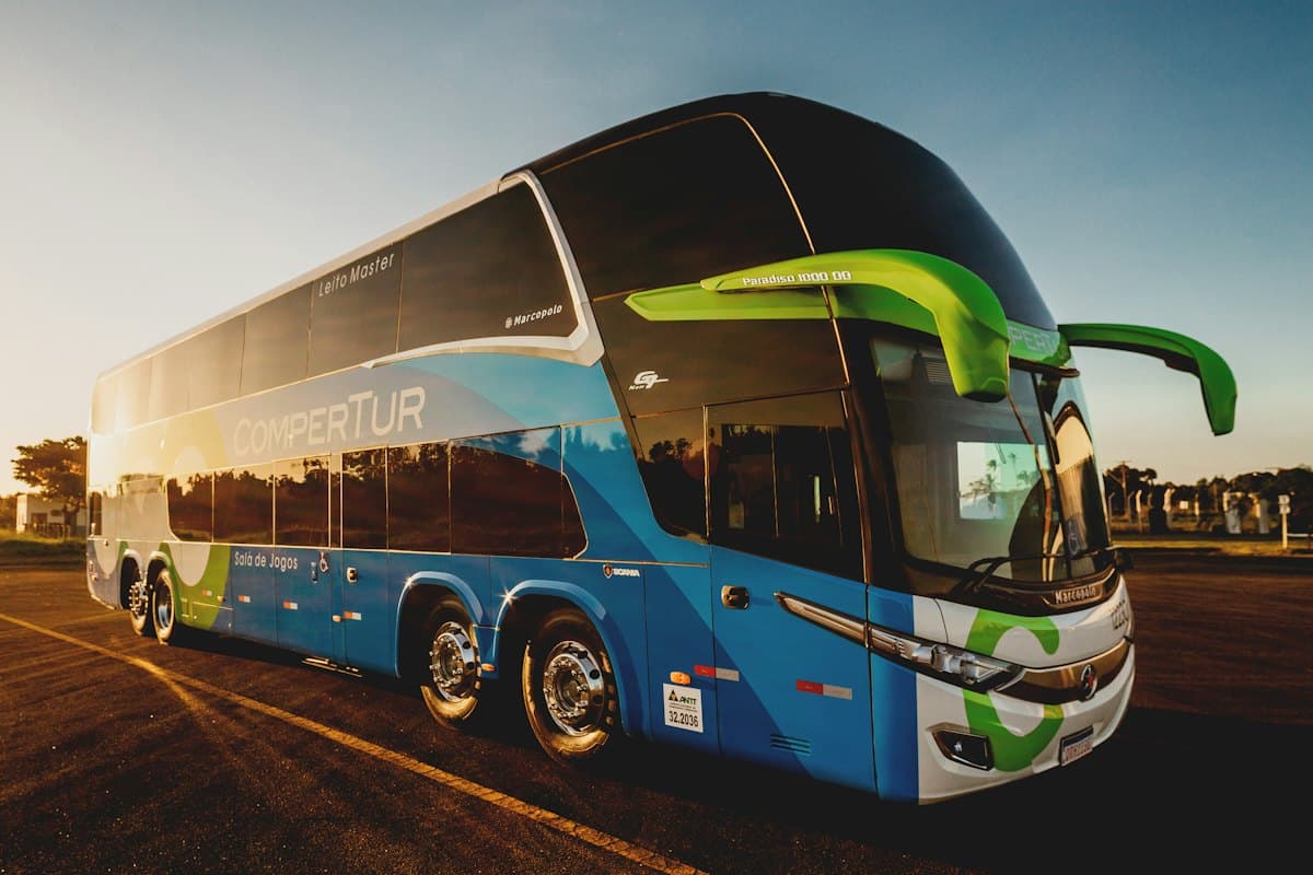 A modern double-decker tour coach